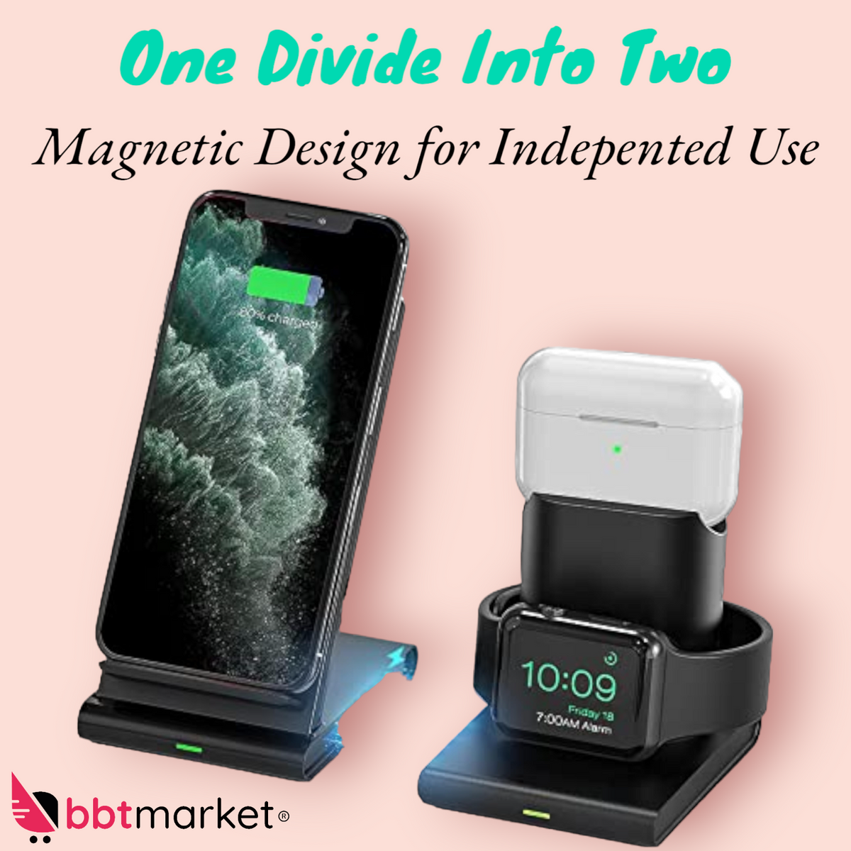 3 in 1 Qi Wireless Ladegerät – Schnellladestation für Smartphone, Uhr & Kopfhörer