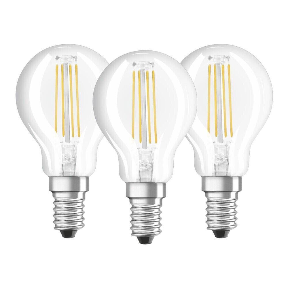 3 x Osram LED BASE P40 E14 Filament 4W Drop 4000K Cool White like 40W 
