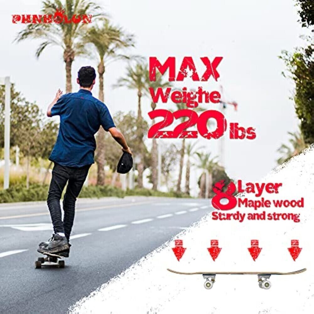 Skateboard Old School Wooden Board Kickboard Kids Wooden Deck Board Longboard New 