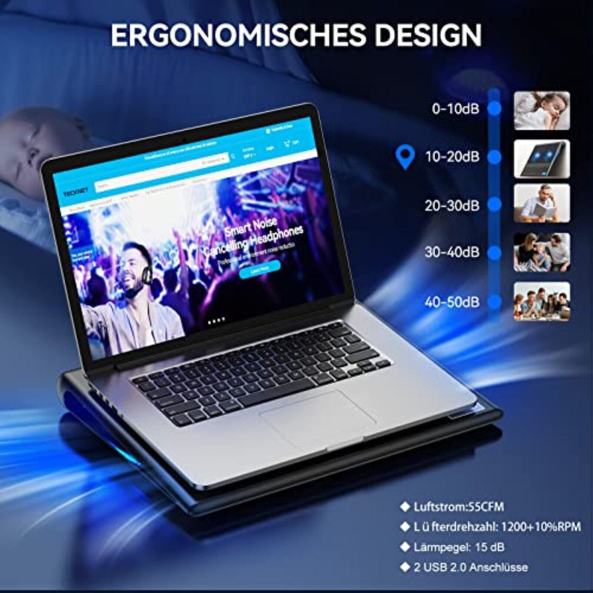 USB Kühler Playstation 4 Laptop Lüfter LED Beleuchtet | PS4 Pro Notebook Ständer