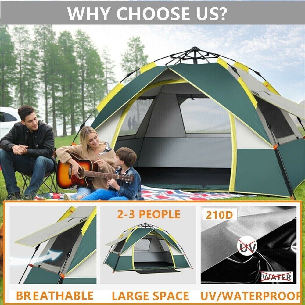 3-4 person camping tent pop-up tent camping waterproof trekking tent family tent 
