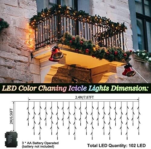 Battery Operated Tape 3M 102 LED Stripe Multicolor Light Tape Waterproof 