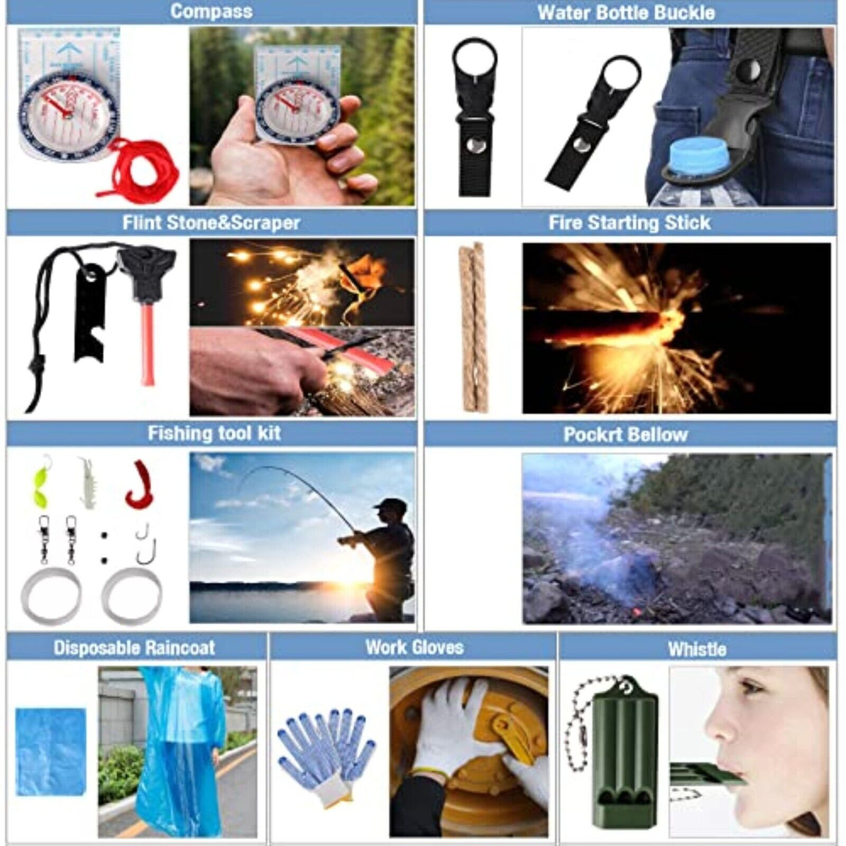 Außen Notfall Survival Gear Kit Set Camping Multitool Erste Hilfe Kasten Outdoor