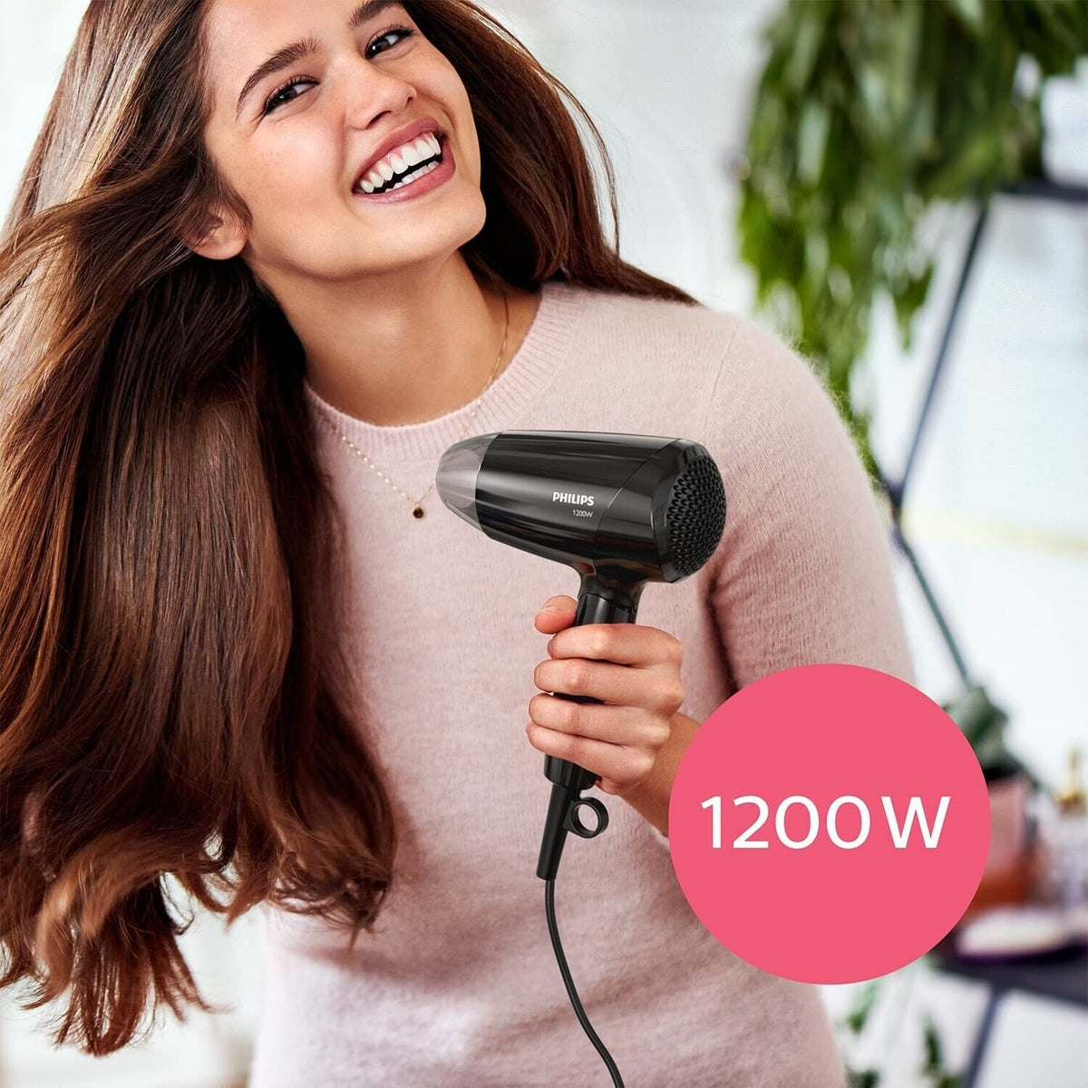Philips BHC010/10 Haartrockner – 1200W Kompakter Reisefön mit Klappgriff, 3 Heizstufen & Kaltluftfunktion – Schwarz