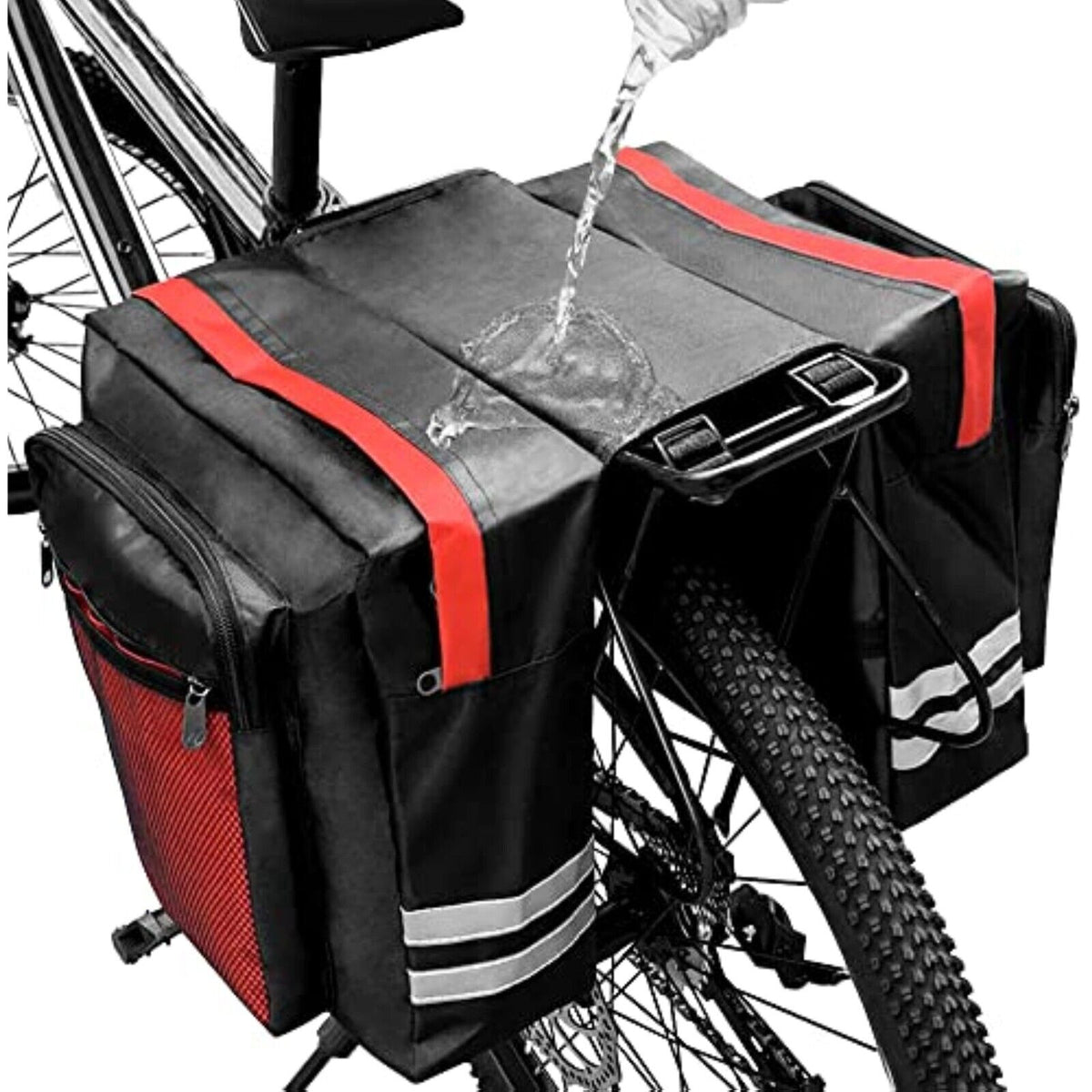 30L Fahrrad Gepäckträgertasche Doppeltasche – Wasserdichte Fahrradtasche für Gepäckträger mit Reflektoren
