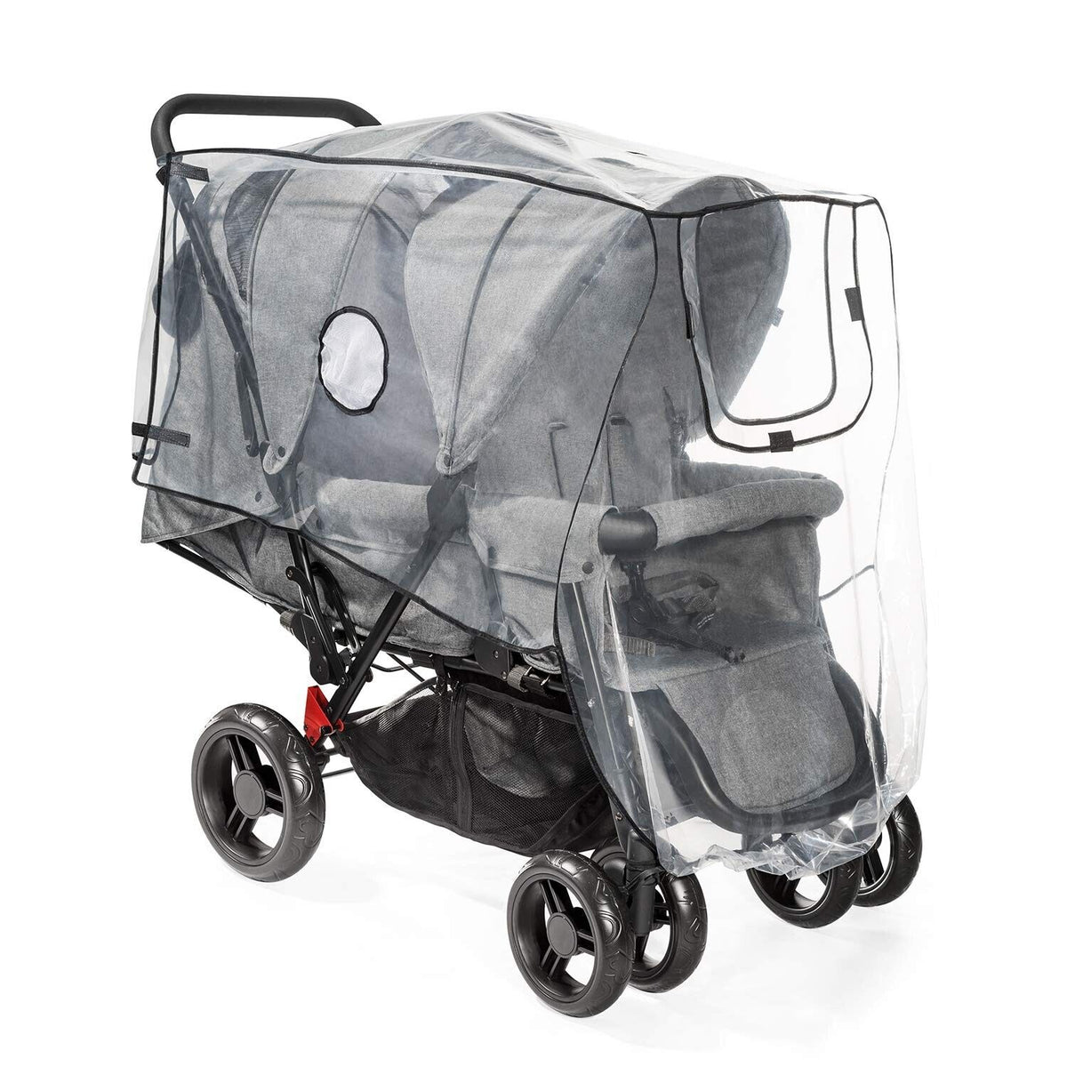 Reer RainCover Duo Active – Regenschutz für Geschwisterwagen & Buggys mit hintereinanderliegenden Sitzen