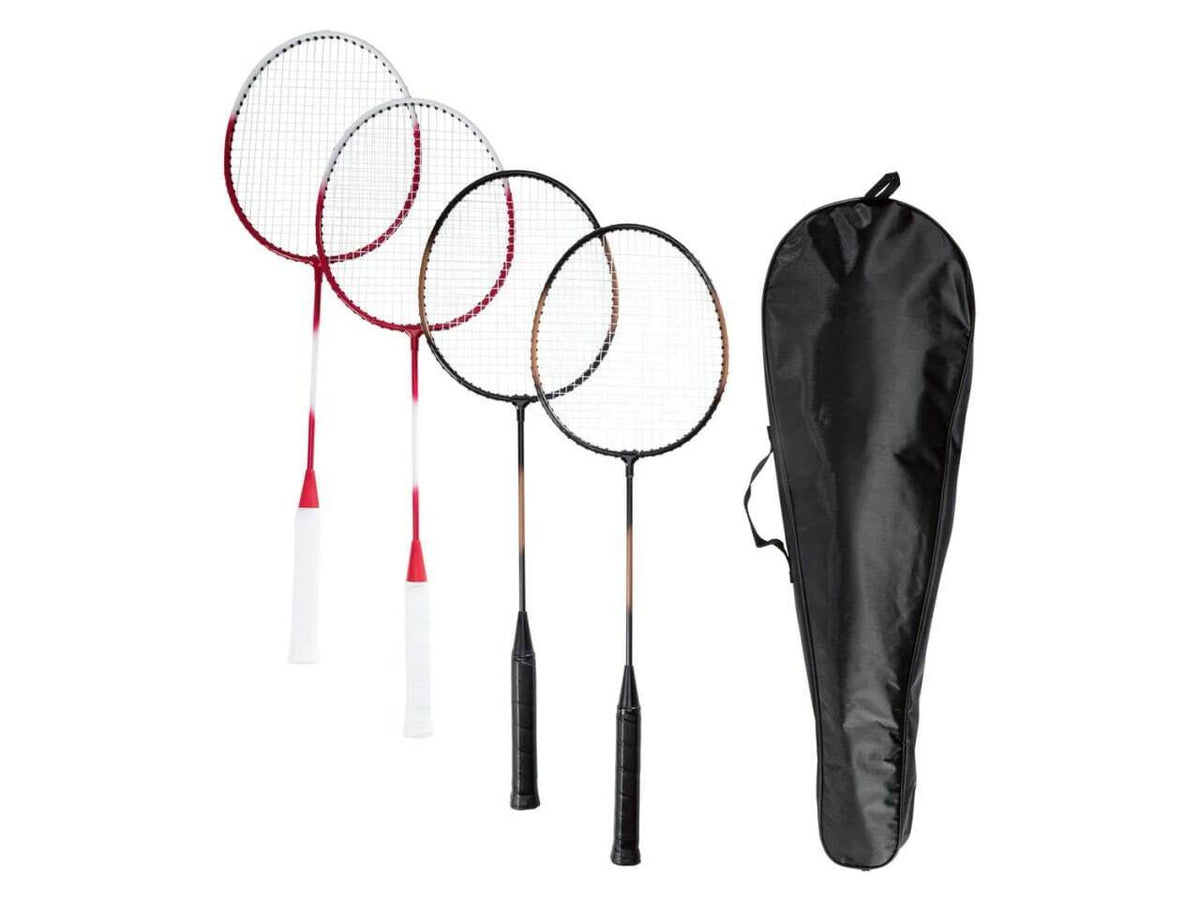 CRIVIT Badminton Set für 4 Personen inkl. Netz & Tasche – Outdoor Komplettset   k15badm