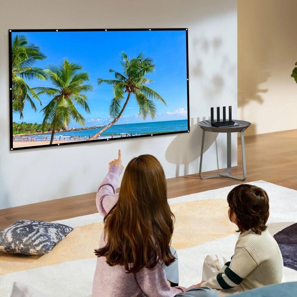 150 Zoll Beamer Leinwand 16:9 HD – Faltbare Projektor Leinwand für Heimkino, Gartenkino, Camping und Outdoor Projektion