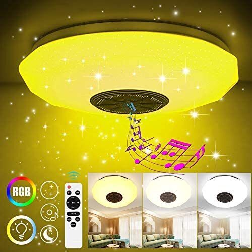 36W LED Deckenleuchte mit Bluetooth Lautsprecher – RGB Dimmbar, Fernbedienung & App Steuerung für Wohnzimmer, Schlafzimmer und Kinderzimmer
