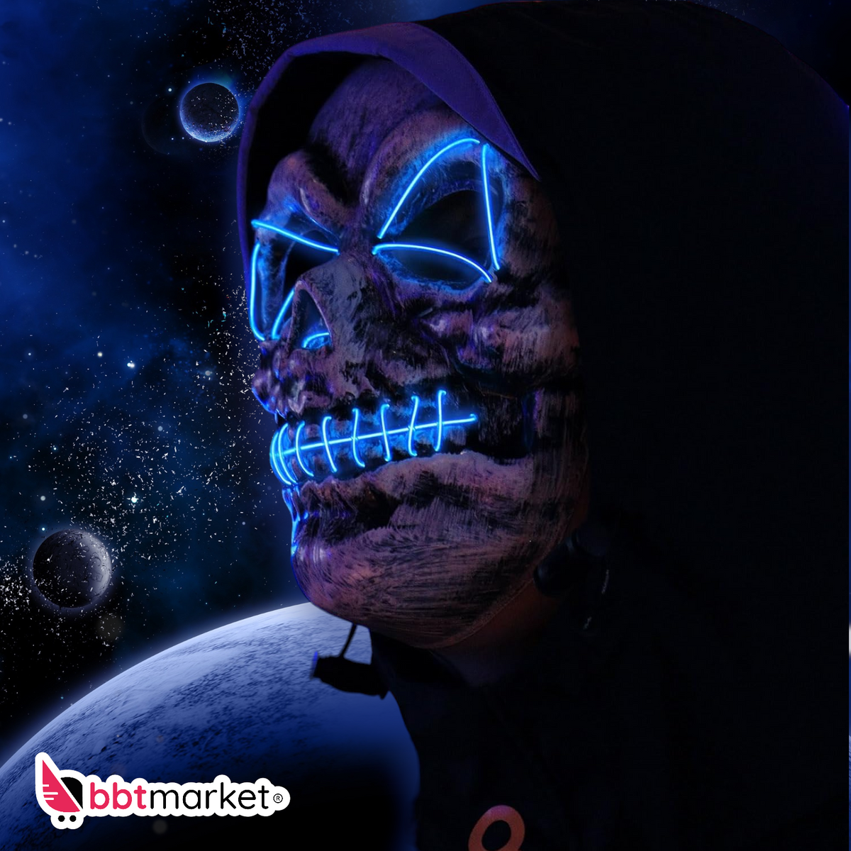 Halloween Purge Maske LED – Horror Leuchtmaske für Party, Karneval & Cosplay