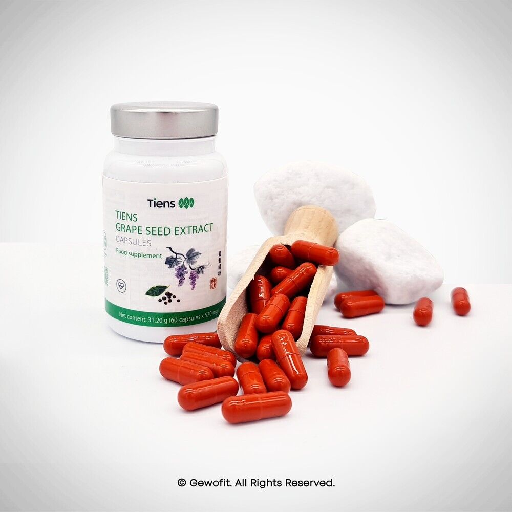 Tiens Traubenkernextrakt Vitamin C - 60 Kapseln - GRAPE SEED EXTRACT FOOD - Antioxidative Unterstützung für Gesundheit und Vitalität   Verfallsdatum: 31.05.2026