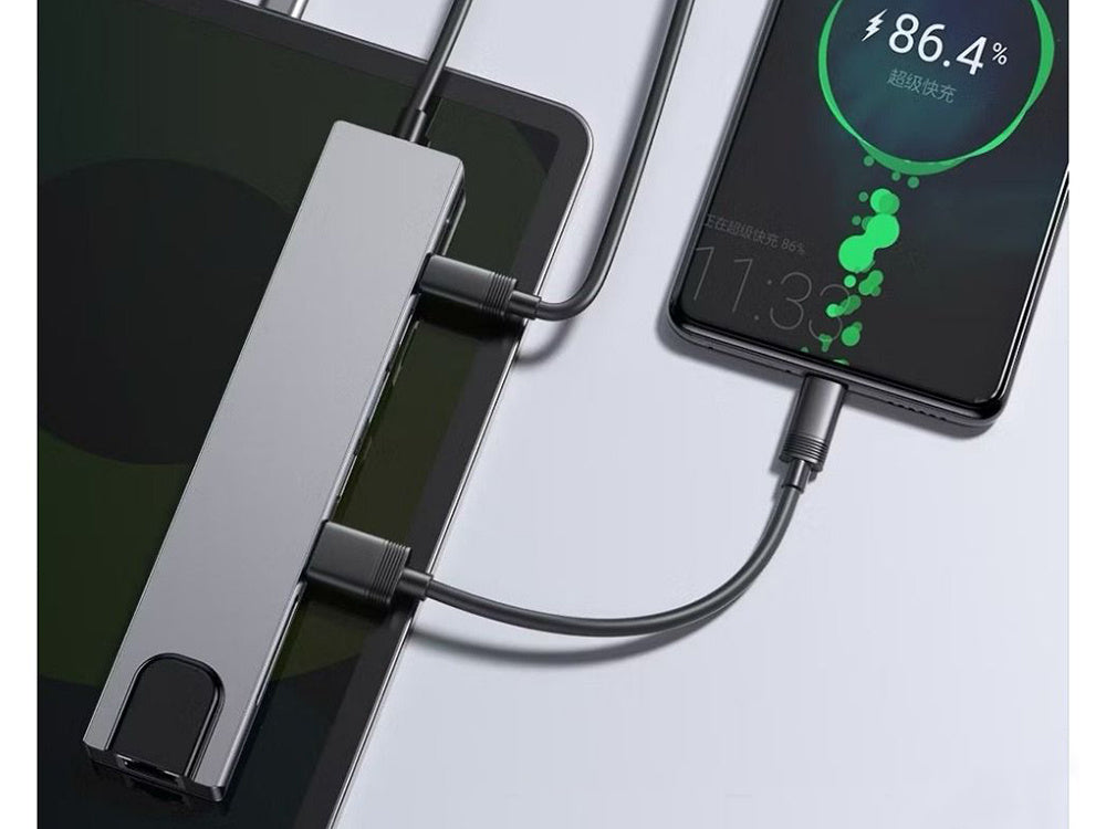 USB C Hub 8in1 Adapter HDMI 4K RJ45 SD TF Thunderbolt 3