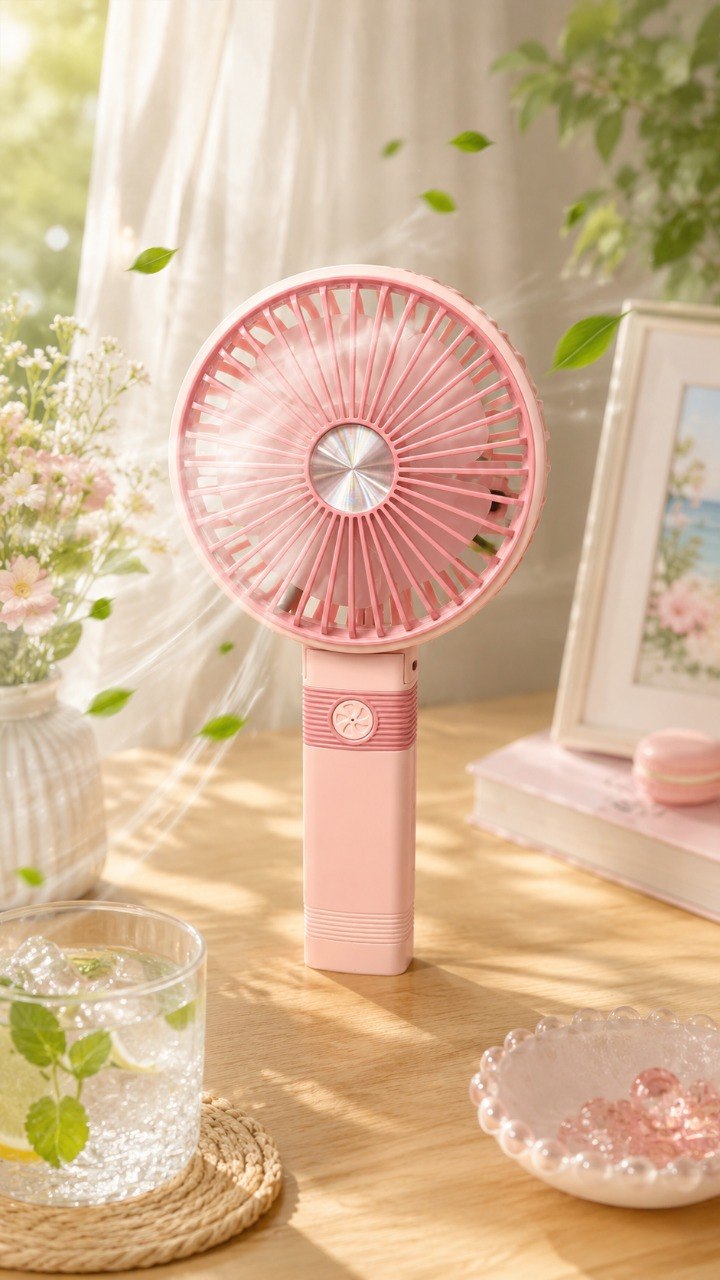 USB Mini Ventilator mit Handyhalterung – Wiederaufladbarer Handventilator mit 3 Stufen