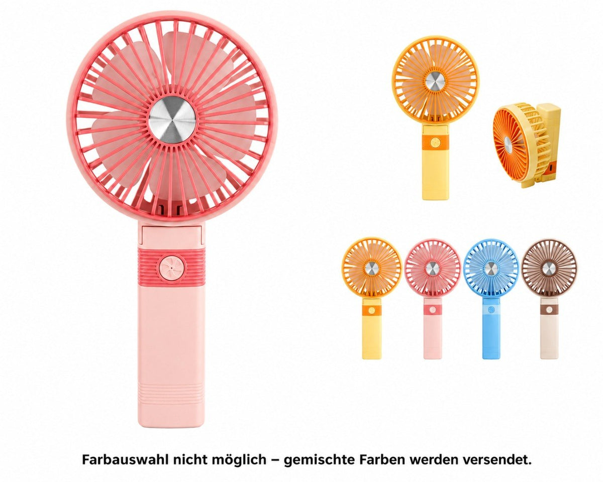 USB Mini Ventilator mit Handyhalterung – Wiederaufladbarer Handventilator mit 3 Stufen