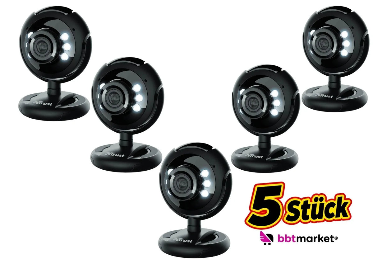 USB Webcam 1,3 Megapixel mit Mikrofon & LED Beleuchtung – PC Laptop Kamera für Videochat