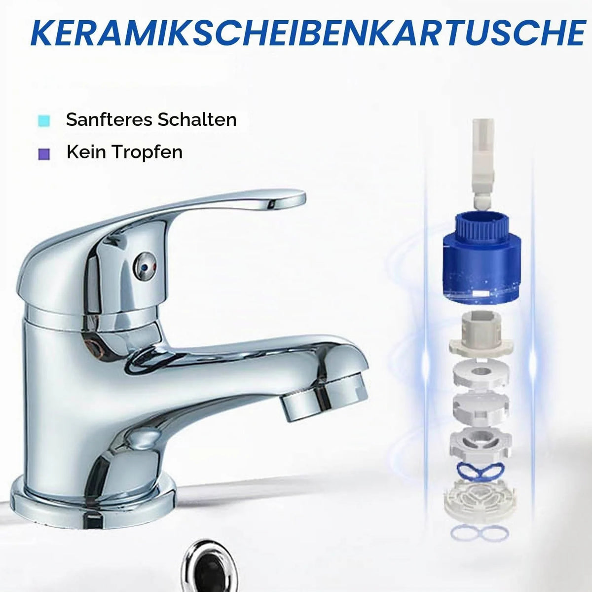 Waschtischarmatur Bad aus Messing in Chrom – Einhebel Wasserhahn mit niedrigem Auslauf & Keramikkartusche