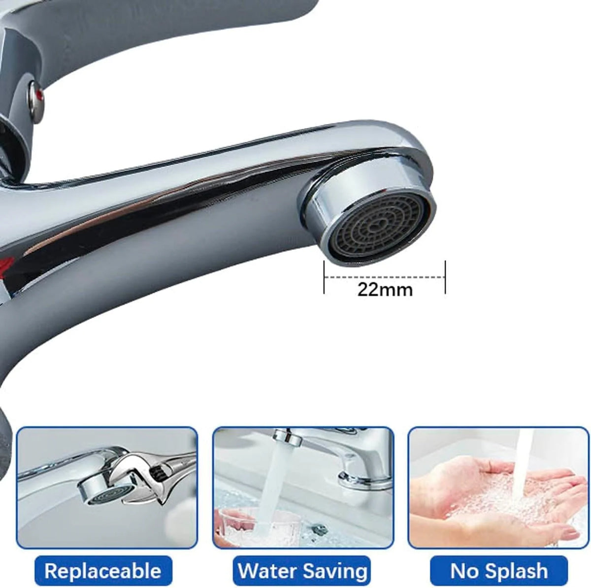 Waschtischarmatur Bad aus Messing in Chrom – Einhebel Wasserhahn mit niedrigem Auslauf & Keramikkartusche