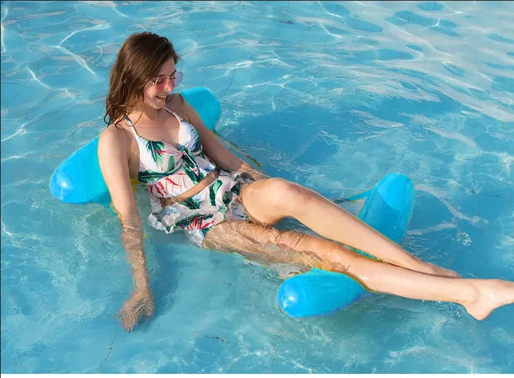 Wasserhängematte Aufblasbar Pool Liege Schwimmmatte Luftmatratze Blau