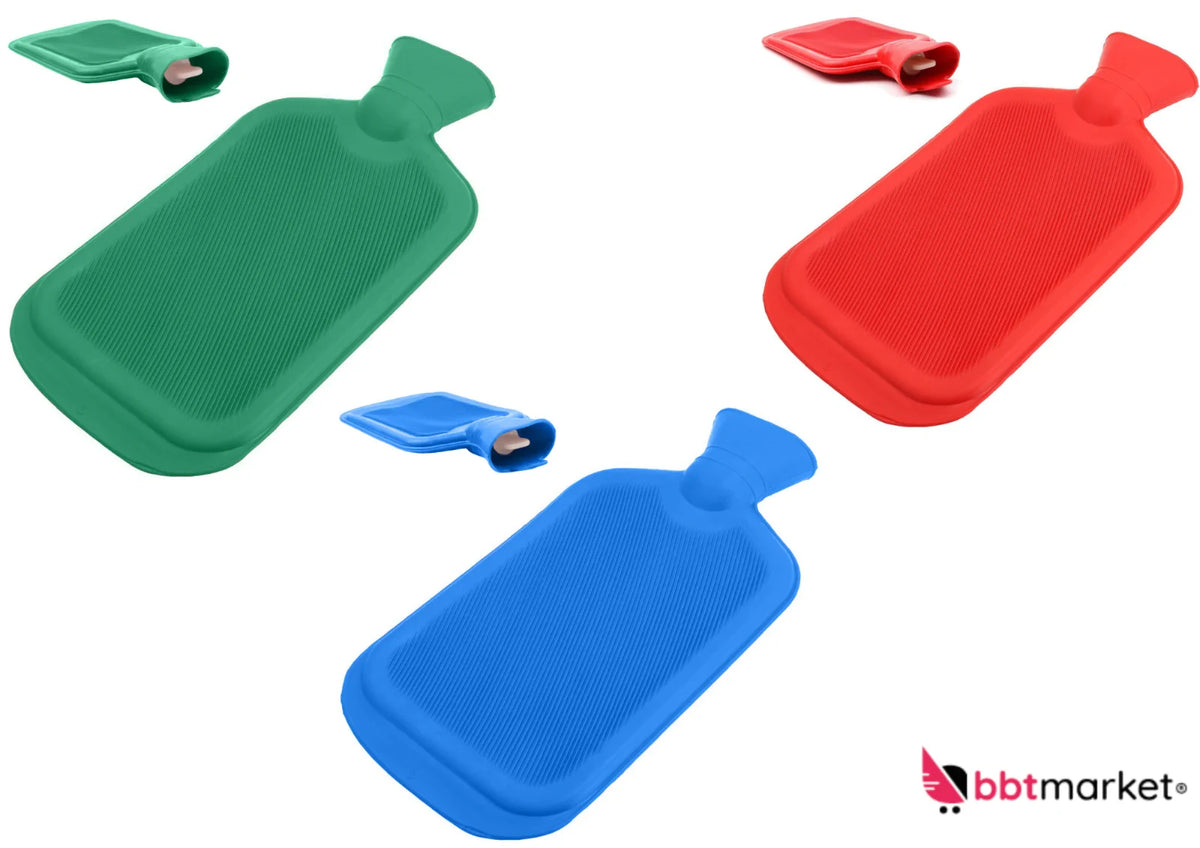 Wärmflasche 1,7 L mit waschbarem Bezug – Gummi Wärmekissen für Bauch, Rücken, Hände & Füße